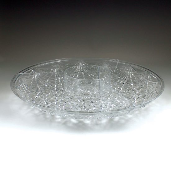 15" Crystalware Crystal Cut Round Sectional Tray