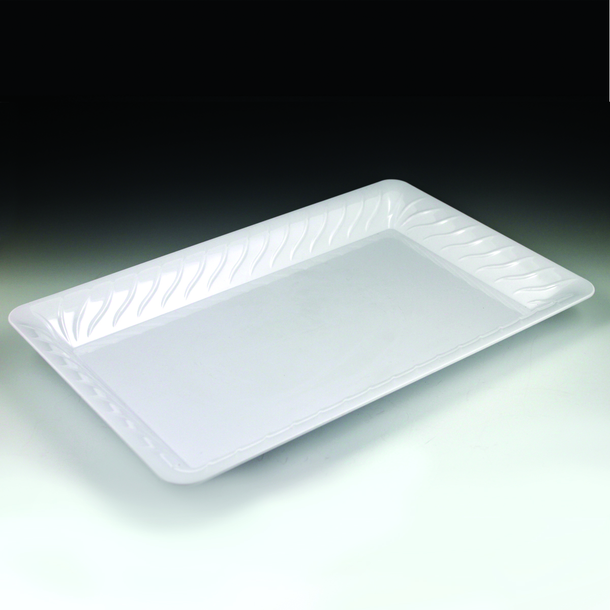 American Metalcraft BL11W Del Mar 11 x 8 Rectangular White Plastic  Stackable Serving Tray / Lid