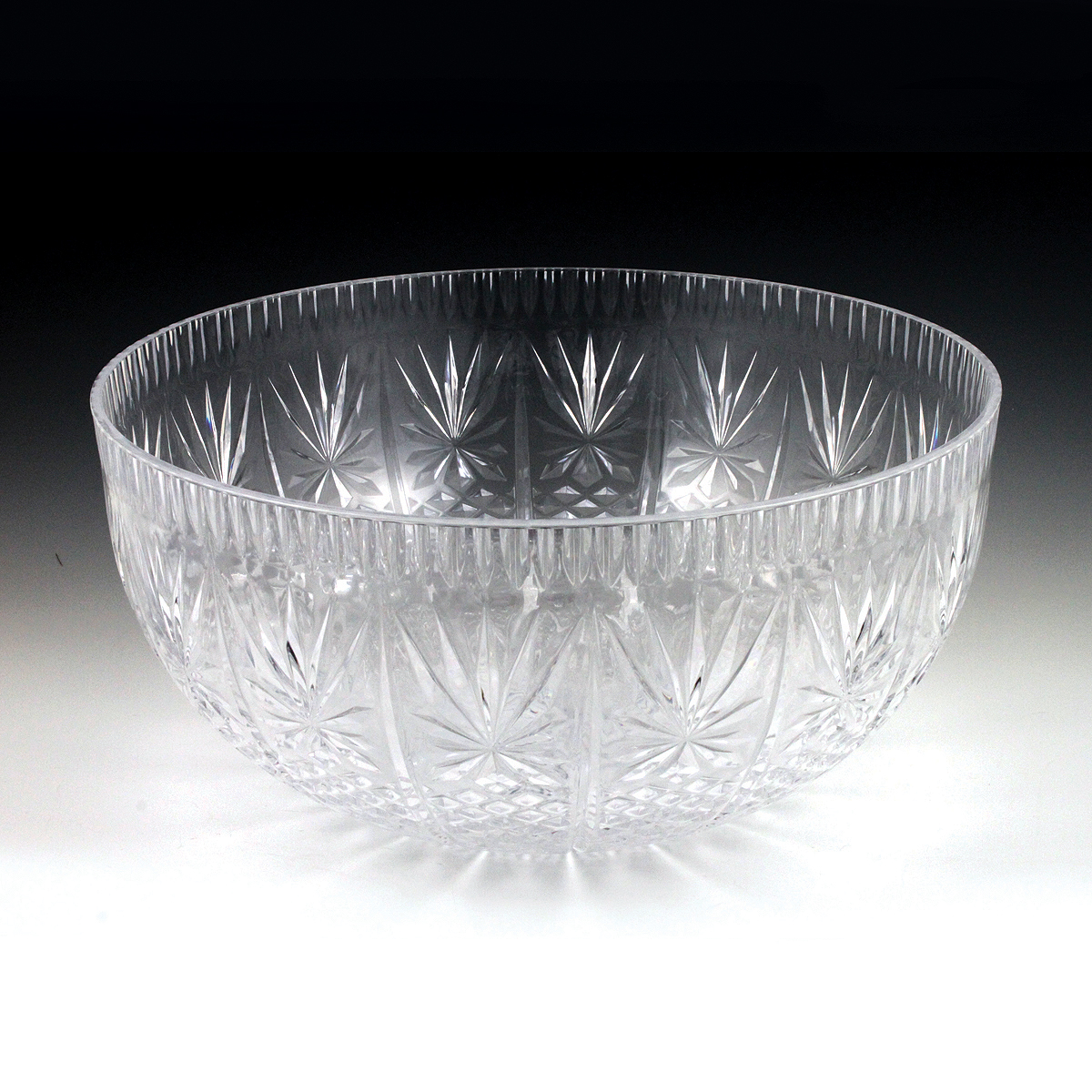 Crystalware Crystal Cut 1 Quart Clear Plastic Footed Bowl 